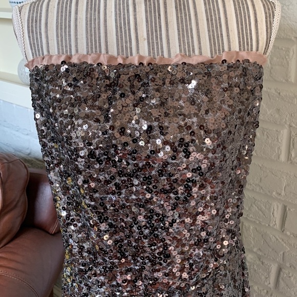 Dkny Pewter Sequin Strapless Elastic Waist Size 20W Dress - Picture 2 of 5